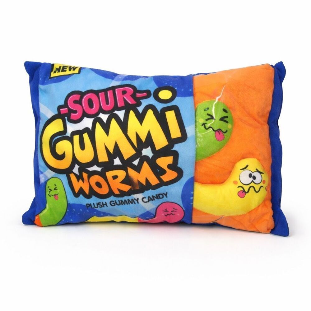 Sour Gummi Gummy Worms Plush Pillow 12" Candy Toy Foodie Gift